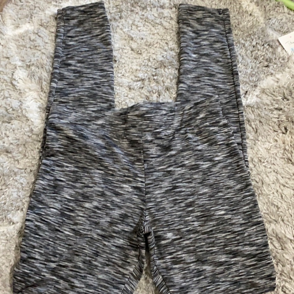 Gray and white leggings
